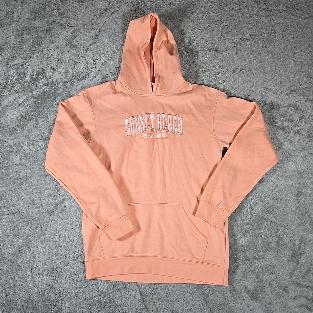 Sunset Beach North Carolina Sweatshirt Girls XL Peach Embroidered Hoodie Beach